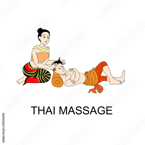 vector Thai massage in Thai ancient style illustration