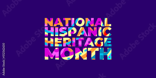 Hispanic heritage month. Vector web banner, poster, card for social media, networks. Greeting with national Hispanic heritage month text, Huichol pattern background
