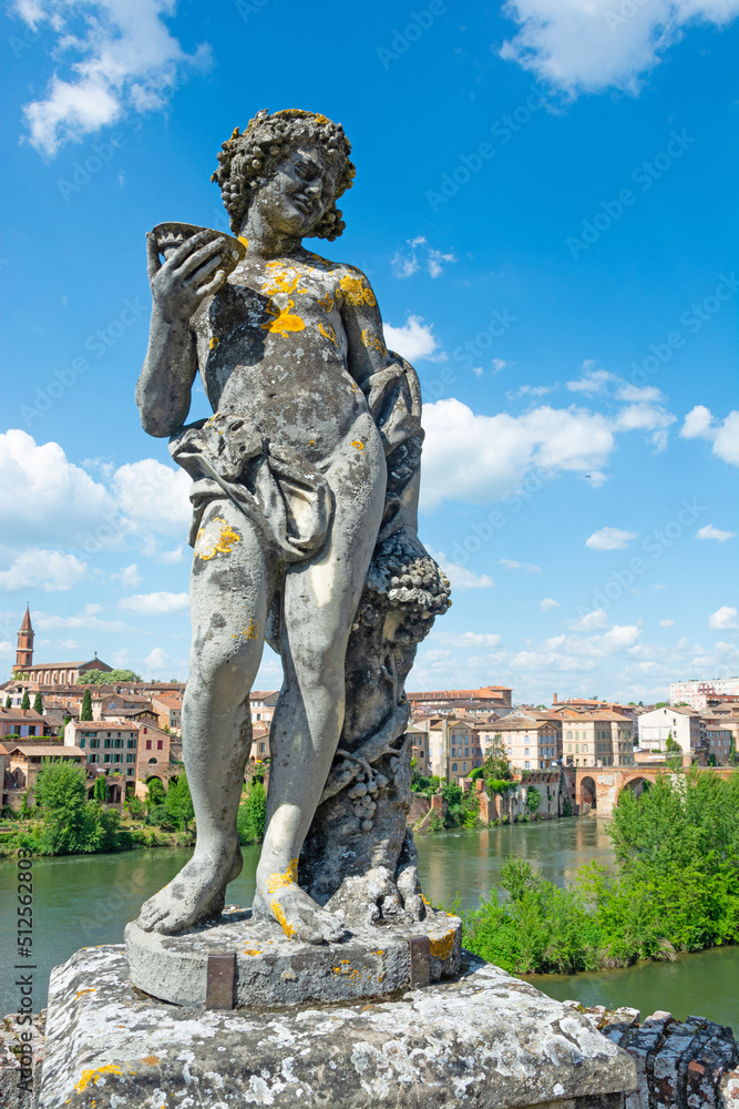 Sculpture in the stone passage near the Toulouse-Lautrec museum in Albi in France.