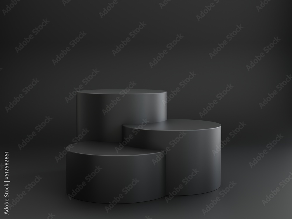 three round black podiums are great for 3D Rendering product presentations three round black podiums are great for 3D Rendering product presentations