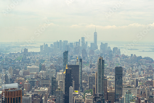 NEW YORK  NY USA - JUNE 02  2022  A view of Manhattan from the 91st floor of The Summit in New York City.