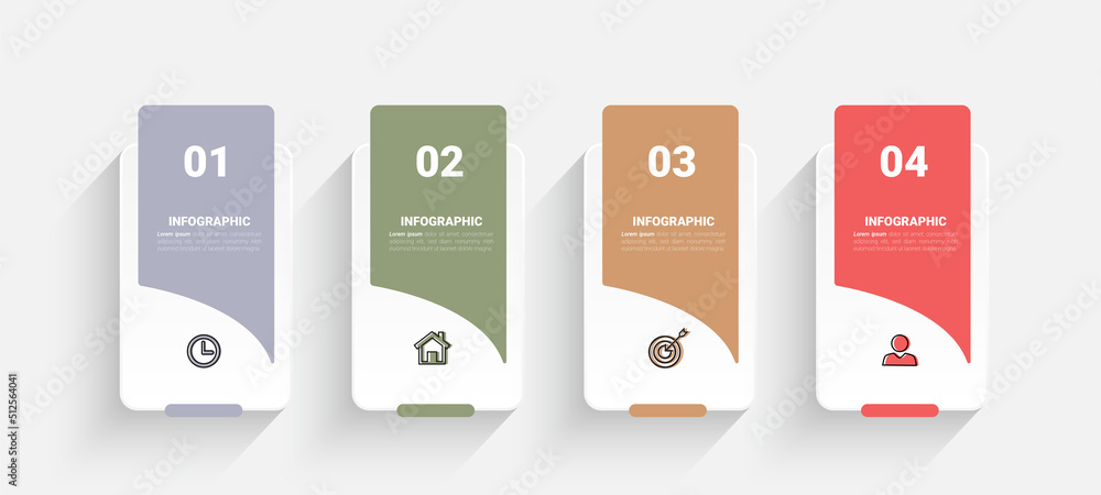 Four steps business infographics template vector. Four steps business infographics template vector.