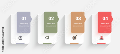 Four steps business infographics template vector.