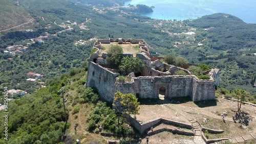 Aerial view of Ali Pascha castle overloking the entire bay of Parga, Epirus Greece photo