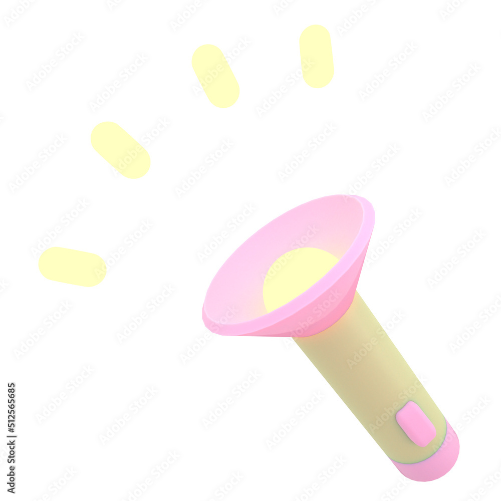 Flashlight and light beam. Electrical torch minimal style. Analysis, search, research concept. 3d rendering. Flashlight and light beam. Electrical torch minimal style. Analysis, search, research concept. 3d rendering.