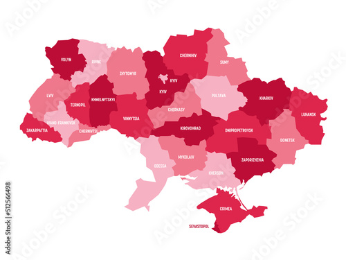 Ukraine - administrative map of oblasts photo