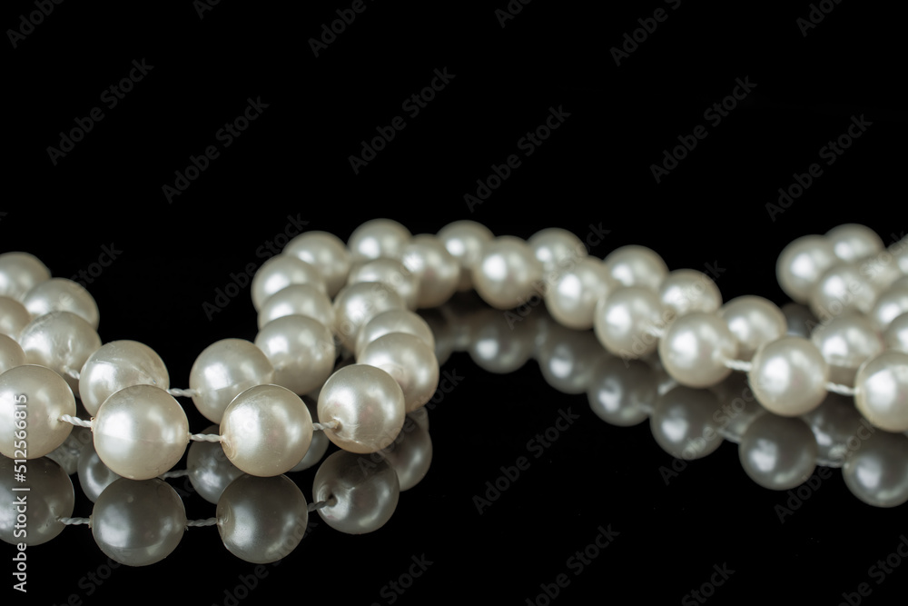 Pearl necklace black white elegant image on black Pearl necklace black white elegant image on black