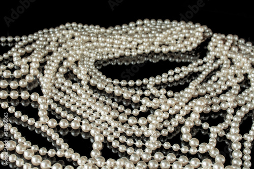 Pearl necklace black white elegant image on black