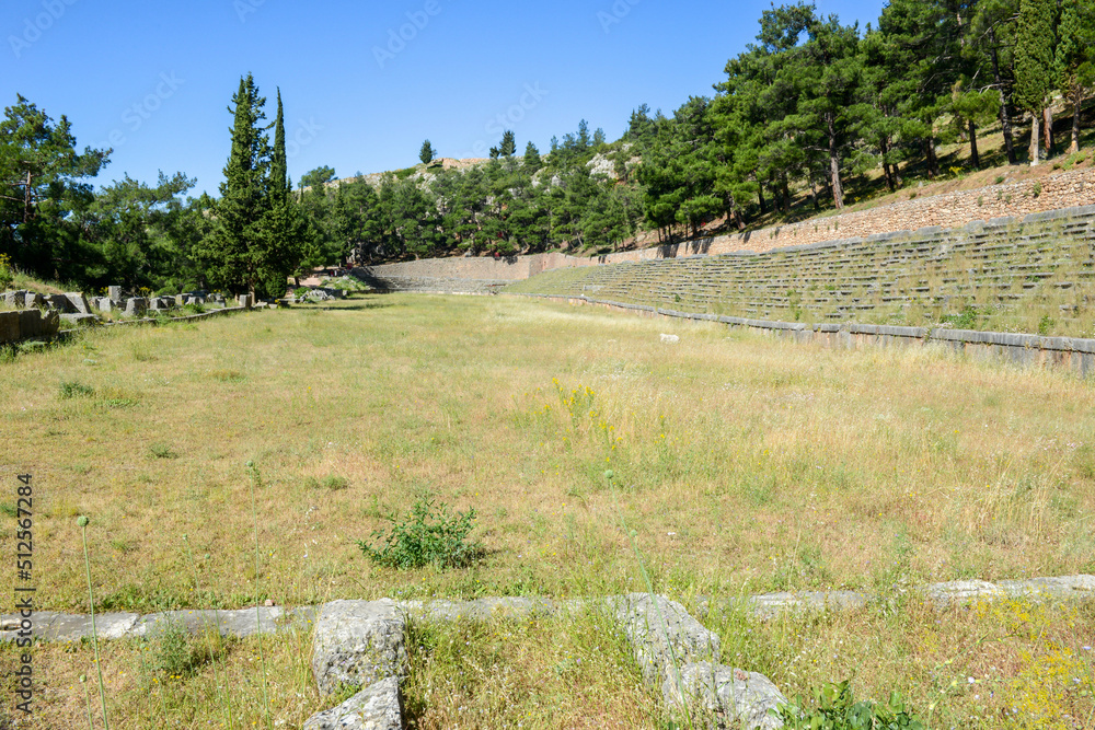 View at the archaeological site of Delfi in Greece
