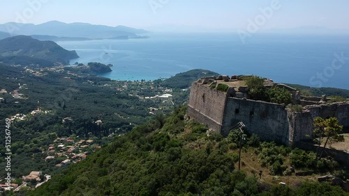 Aerial view of Ali Pascha castle overloking the entire bay of Parga, Epirus Greece photo