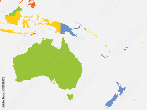 Political map of Australia and Pacific region