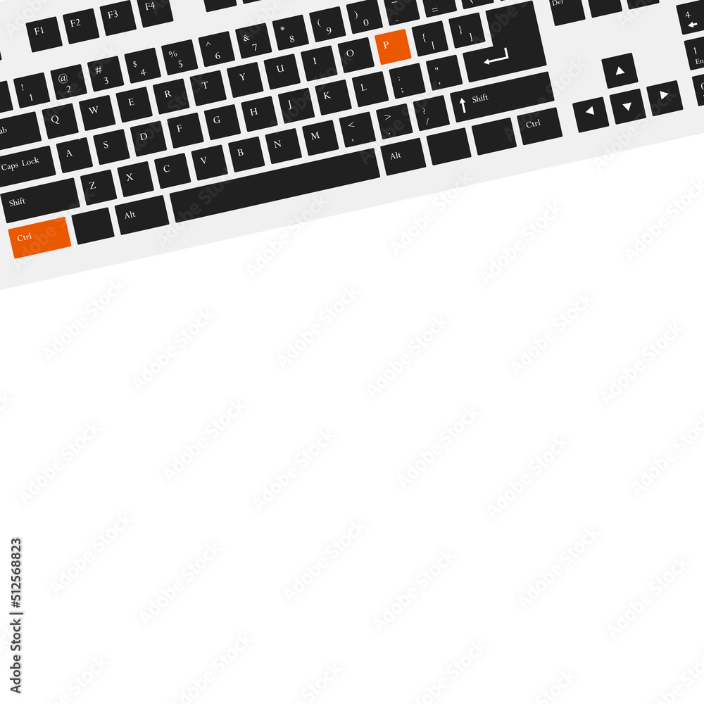 Ctrl and P keyboard shortcut vector illustration, Print options