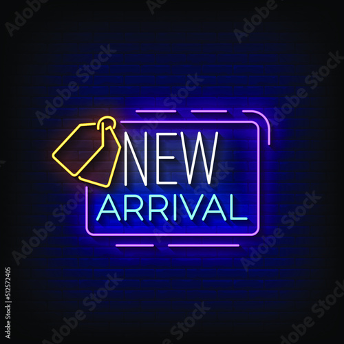 New Arrival Neon Sign On Brick Wall Background Vector