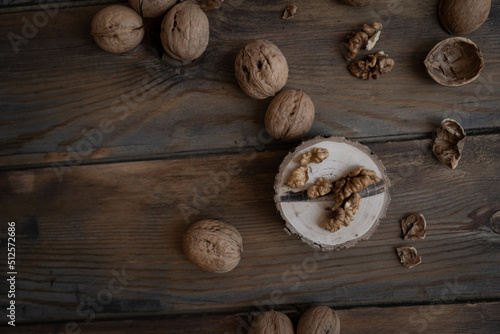 walnuts on wooden background