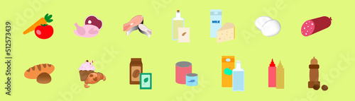 Food icons. Suitable for an online food store, grocery stores. 14 elements
