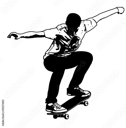 skateboarder sketch illustration - vector