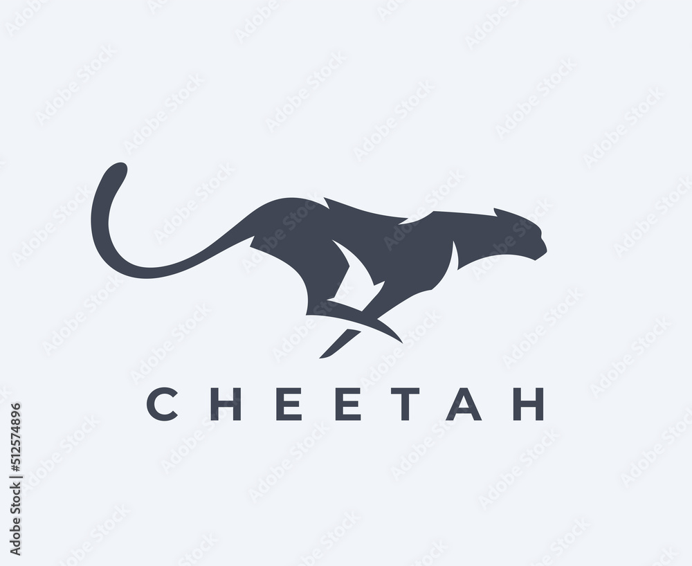 Cheetah logo. Nature speed brand icon. Fastest land animal symbol. Running  wild cat silhouette emblem. Vector illustration. Stock Vector | Adobe Stock