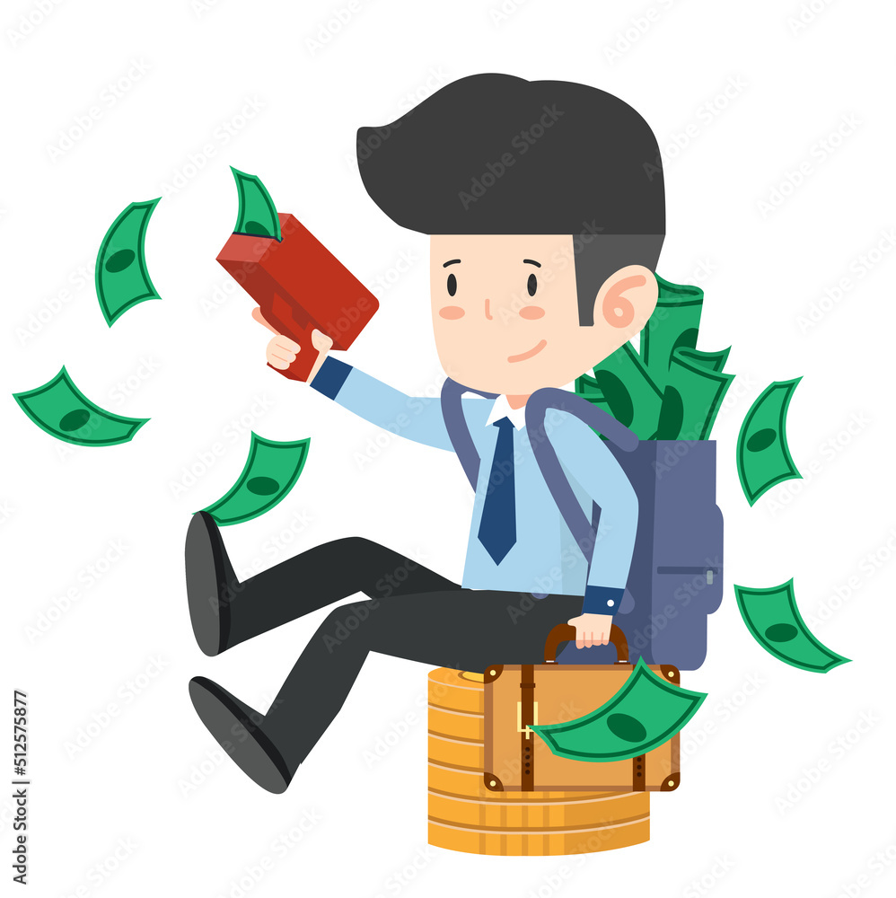businessman  With Money Gun Cartoon concept