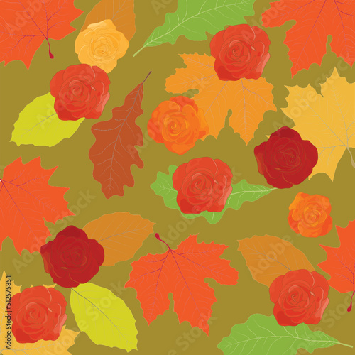  background with roses and leaves