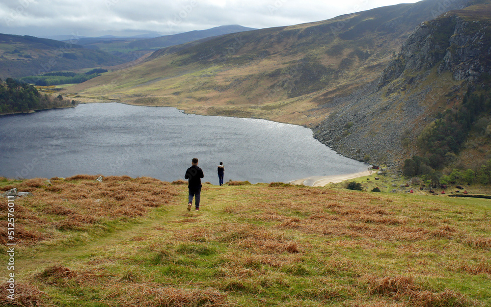 Landscapes of Ireland.Walk in the Wicklow Mountains over the shores of Lake Tay.