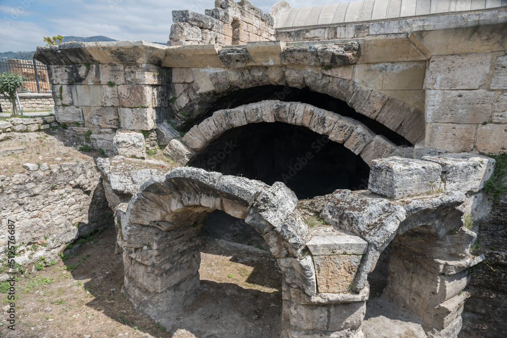 Ancient City Ruins and Columns In Denizli Turkey