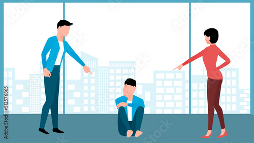 corporate bullying harassment and  stress concept character vector illustration on white background