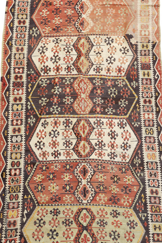 wool woven old antique Turkish rug