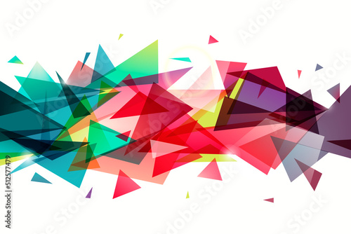 Vector colorful polygon abstract shape, horizontal orientation triangular banner. Geometric shape, dynamic facet, low poly background.