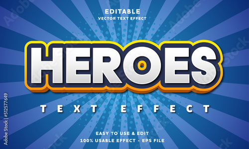 heroes editable text effect with modern and simple style, usable for logo or campaign title