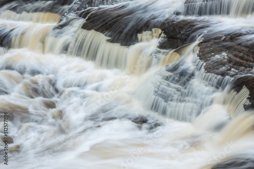 Landscape of Manido Falls captured with motion blur, Porcupine Mountains Wilderness State Park, Michigan's Upper Peninsula, USA