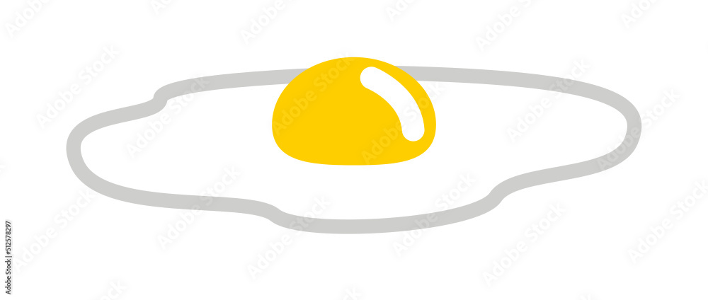 Fried Sunny Side Egg Cartoon Vector Illustration Element