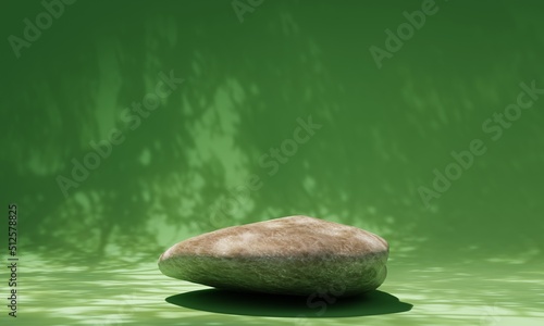 Canvas Print Rock with natural green background and realistic tree shadow