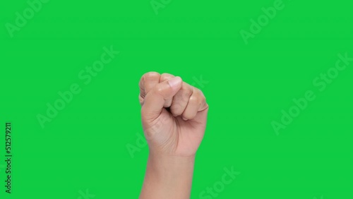 HAND (Green Sceen) hand signal - v sign for victory or peace sign