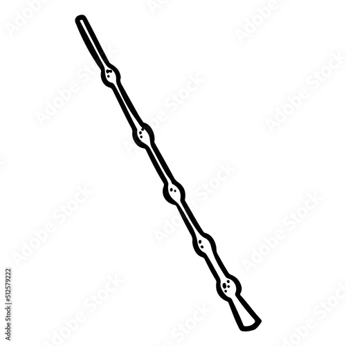 Magic wand cute cartoon icon. Outline comic style image of stick token. Hand drawn isolated illustration for prints, designs, cards. Media highlights vector graphic symbol