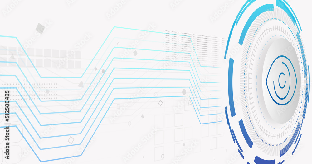 Obraz premium Image of network of connections and eye on white background