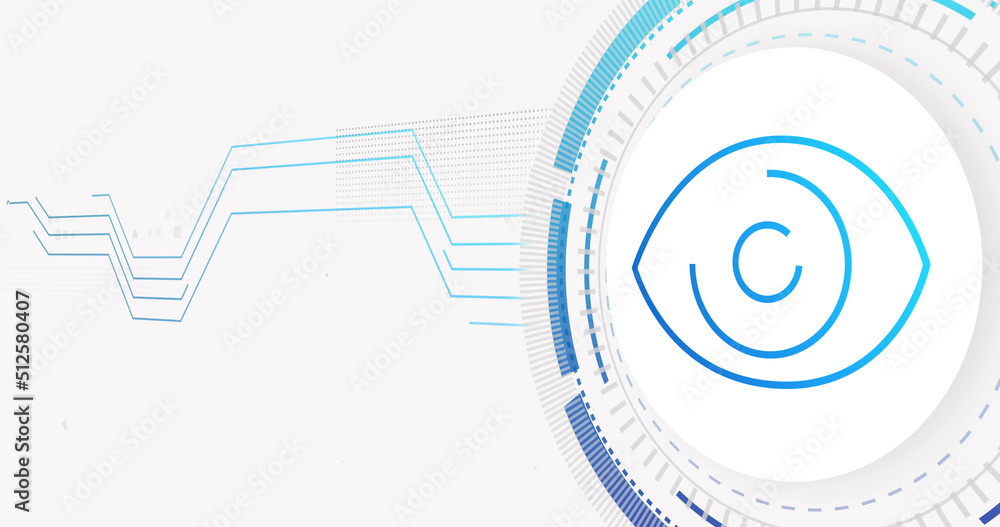 Obraz premium Image of network of connections and eye on white background