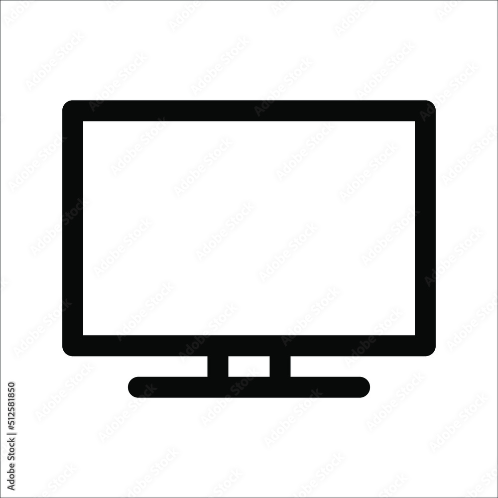 TV icon, television symbol in line style on white background. TV icon, television symbol in line style on white background.