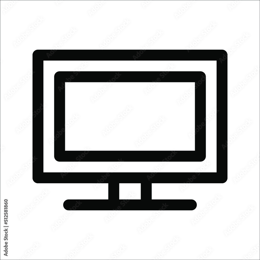 TV icon, television symbol in line style on white background. TV icon, television symbol in line style on white background.