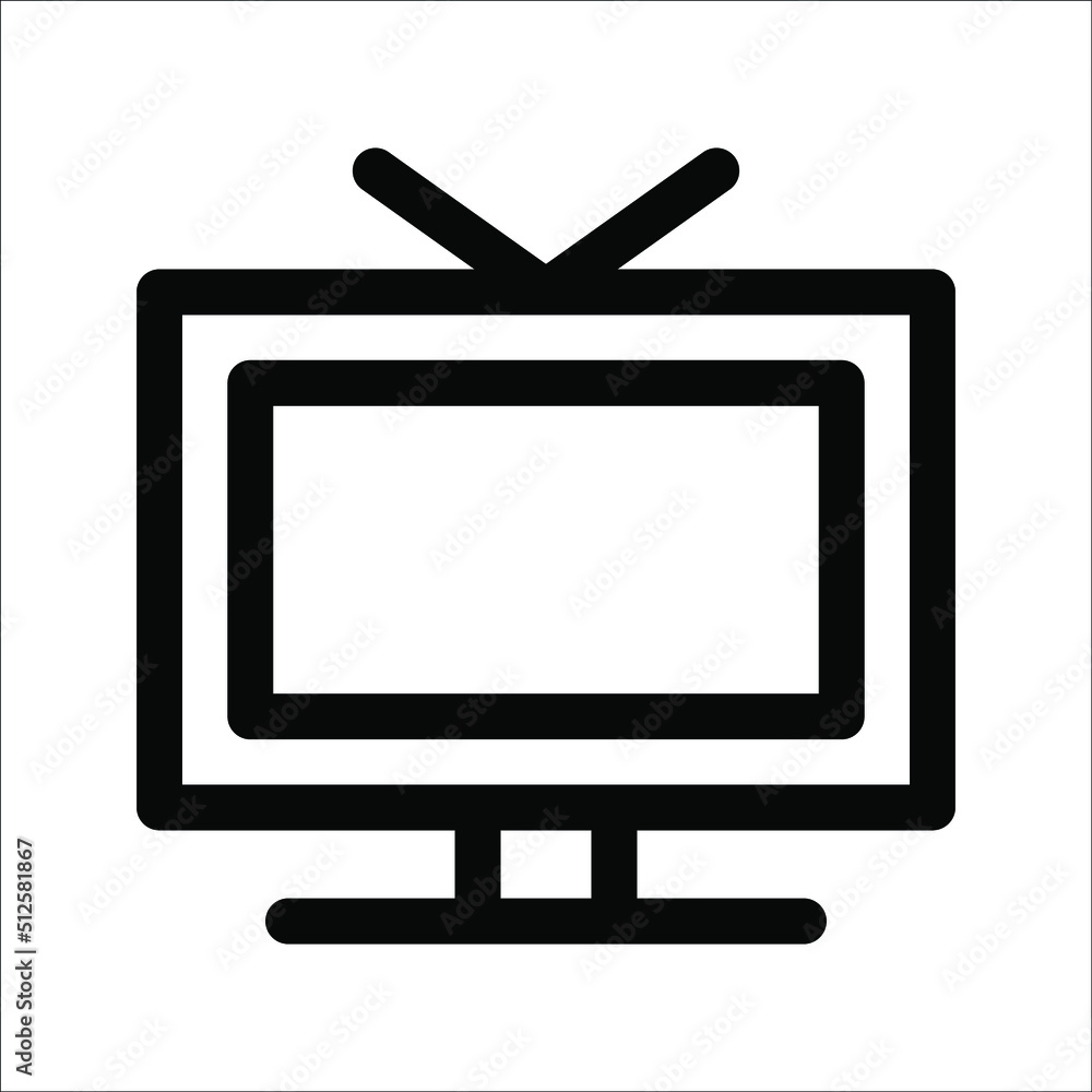 TV icon, television symbol in line style on white background. TV icon, television symbol in line style on white background.
