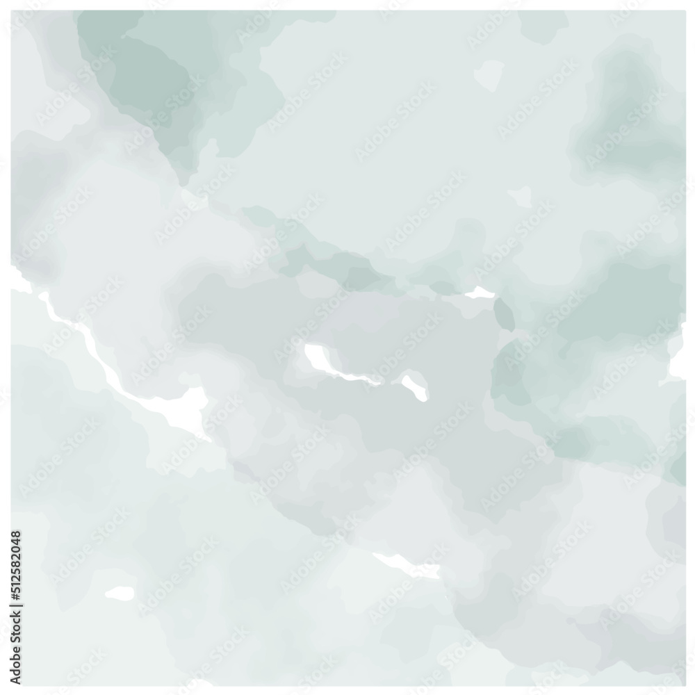 Green watercolor background on paper. Vector stock illustration. Artistic texture. Alcohol ink.