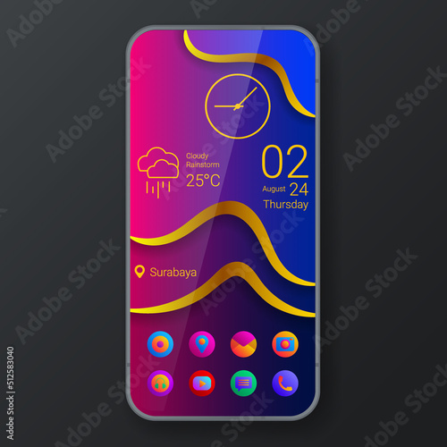 gold elegant home screen user interface widget theme gold