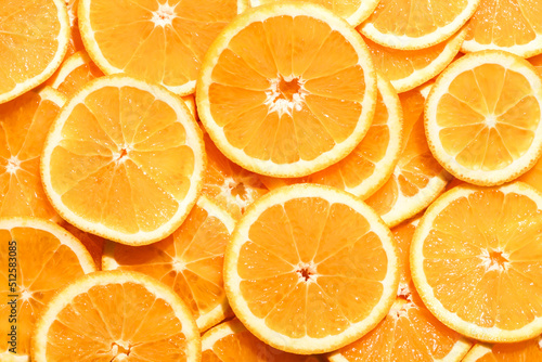 Fresh orange slices backgroud. Orange texture.