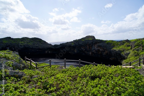 "Toriike Pond" on Irabu Island and rocks surrounding the hole