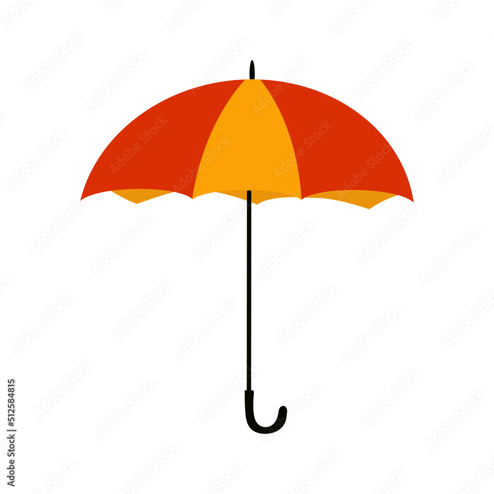 Umbrella in autumn bright colorful colors. Vector illustration isolated on white background