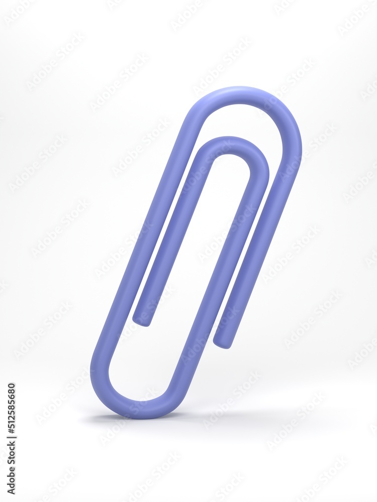 3D render, 3D illustration. Paperclip icon. Paperclip attachment isolated on white background. Tool for paper and document. 3D render, 3D illustration. Paperclip icon. Paperclip attachment isolated on white background. Tool for paper and document.
