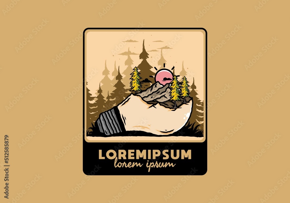 Mountain landscape on bulb lamp illustration Mountain landscape on bulb lamp illustration