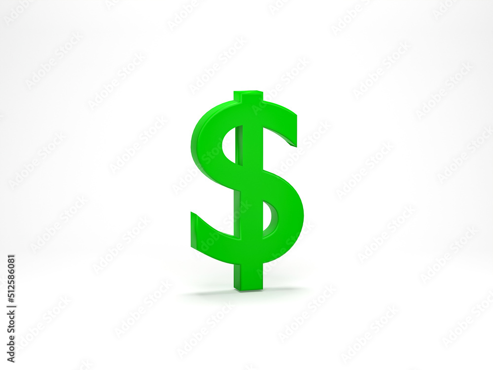 3D render, 3D illustration. Green dollar sign isolated on white background. Finance independent, richness, profit, wealth and money currency concept. 3D render, 3D illustration. Green dollar sign isolated on white background. Finance independent, richness, profit, wealth and money currency concept.