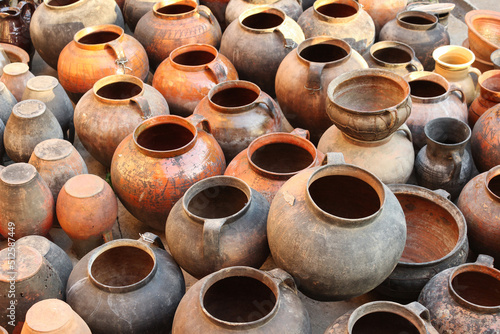 Old vintage clay pottery. © Kryuchka Yaroslav