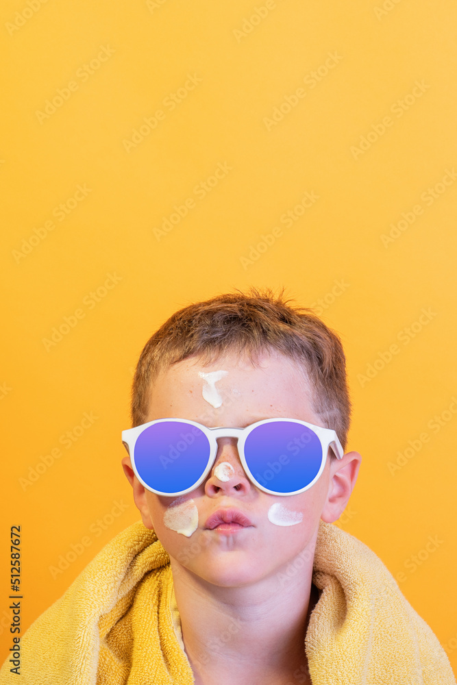Cute little boy on color background Cute little boy on color background