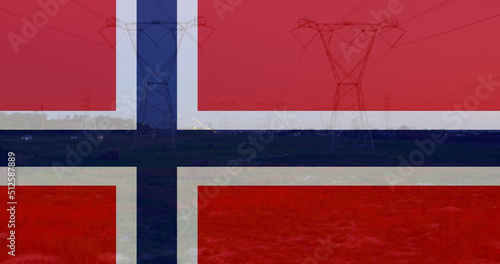 Image of flag of norway over pylons